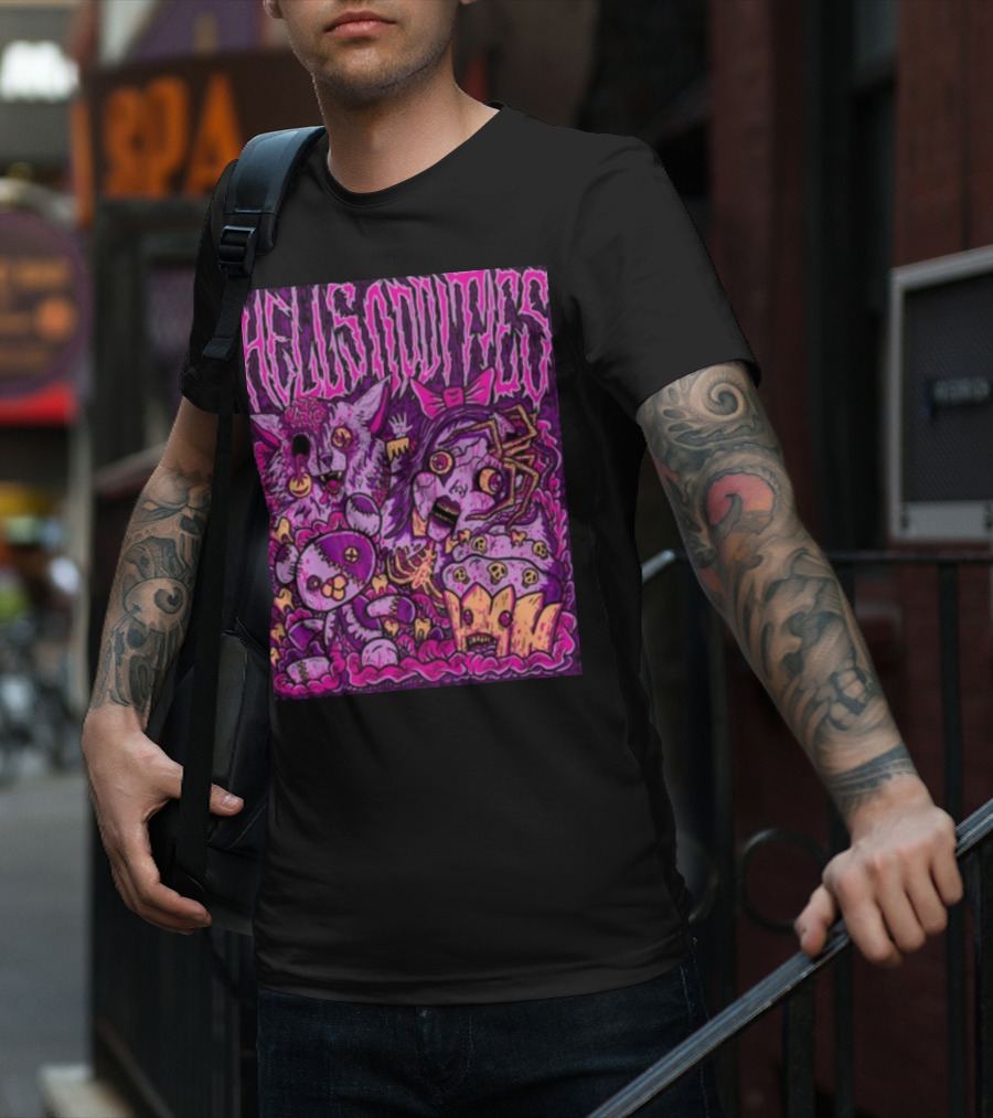 Hells Oddities Creepy Doll Zombie Cupcake Cat Monster Bits N' Pieces T-Shirt