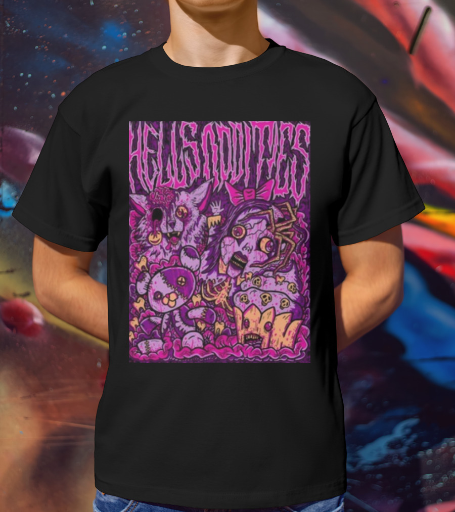 Hells Oddities Creepy Doll Zombie Cupcake Cat Monster Bits N' Pieces T-Shirt