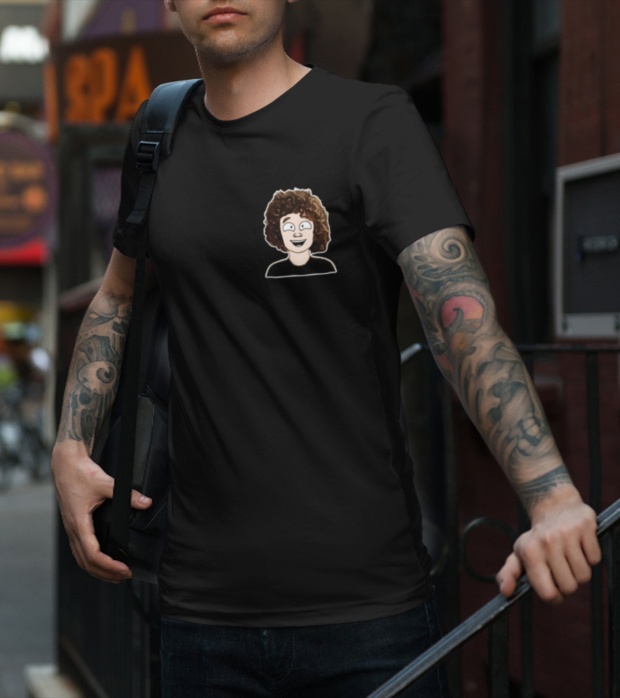 Nelson Neumann Cartoon Character With Curly Hair T-Shirt