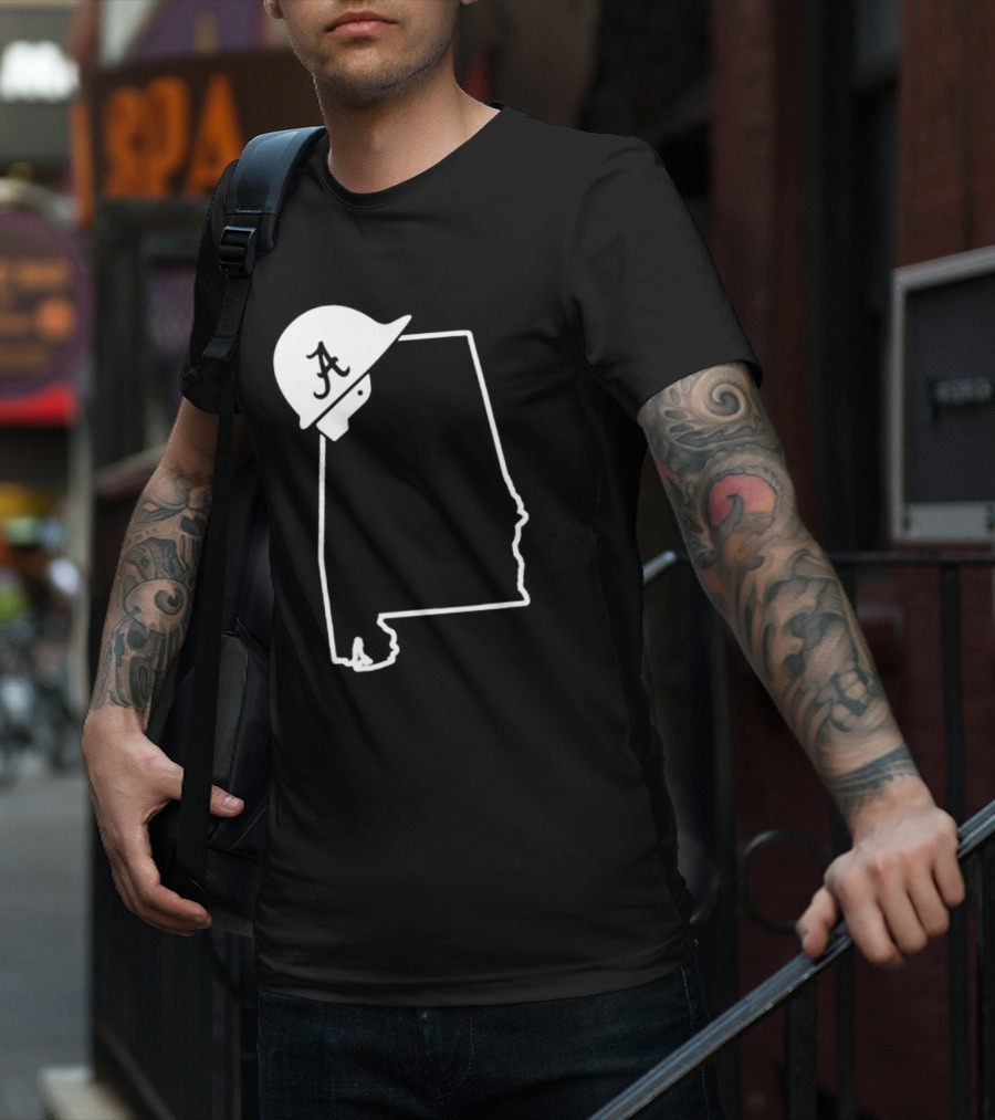 Alabama State Outline With Safety Helmet Featuring A T-Shirt