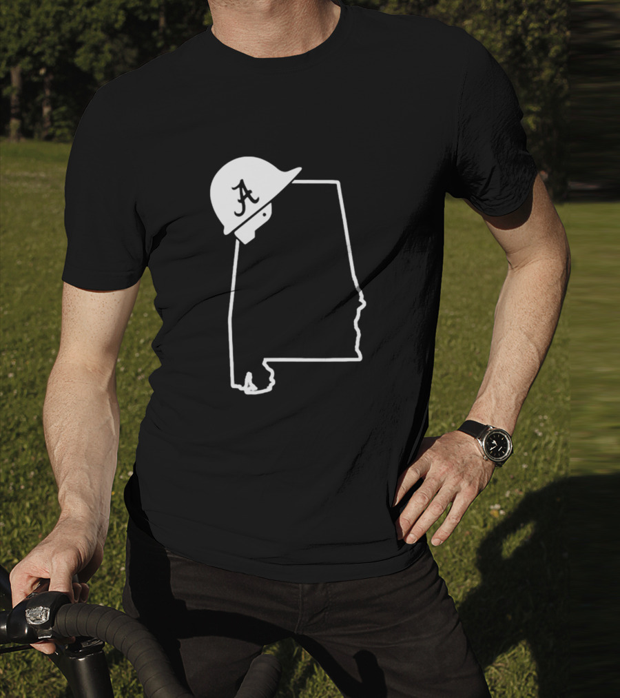 Alabama State Outline With Safety Helmet Featuring A T-Shirt