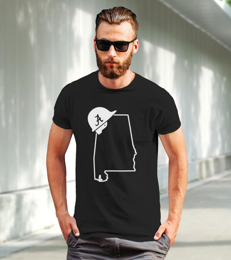 Alabama State Outline With Safety Helmet Featuring A T-Shirt