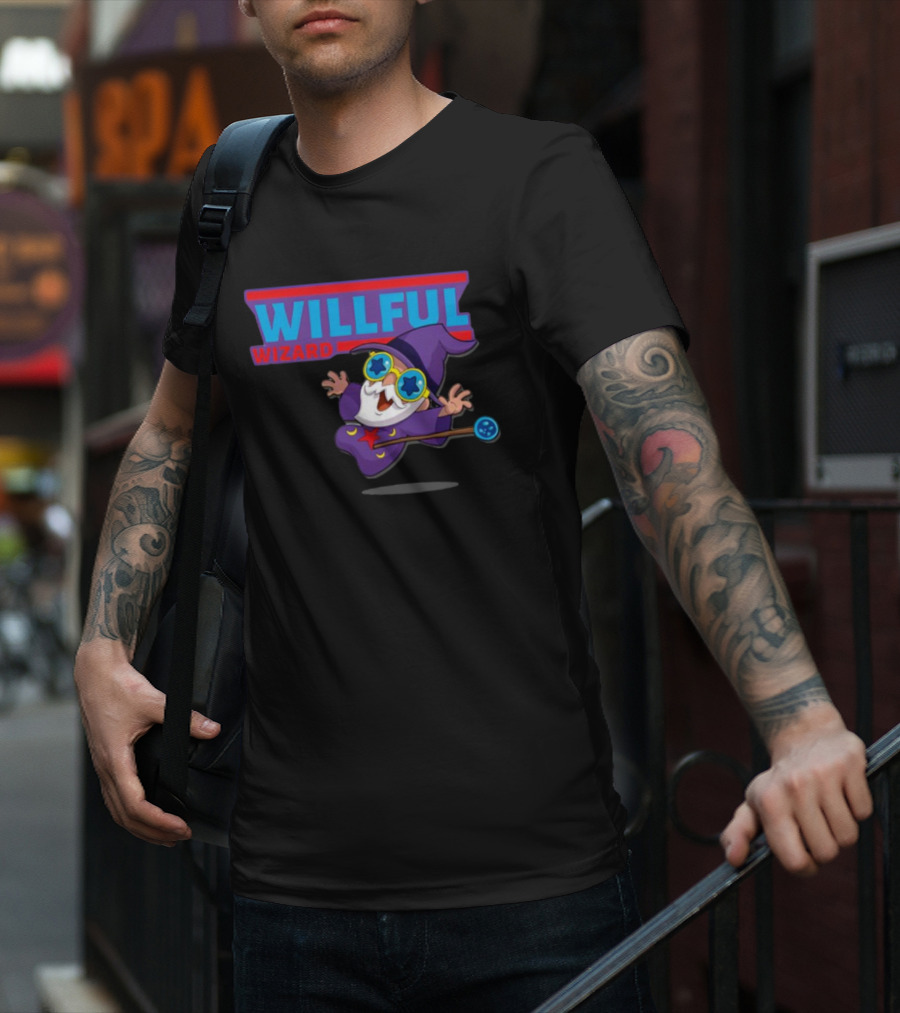 Veefriends Willful Wizard Character Starry Eyed Purple Cloak Wand T-Shirt