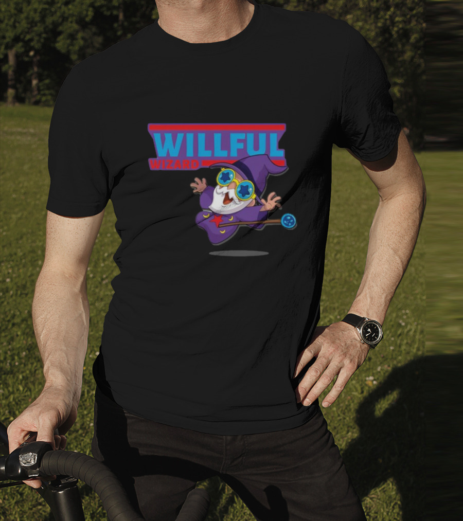 Veefriends Willful Wizard Character Starry Eyed Purple Cloak Wand T-Shirt