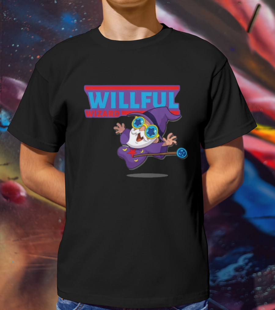 Veefriends Willful Wizard Character Starry Eyed Purple Cloak Wand T-Shirt