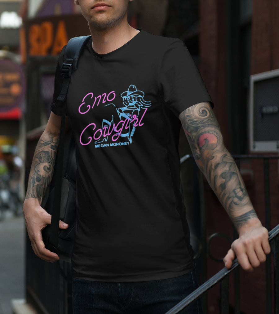 Emo Cowgirl Megan Moroney Vintage Neon Style Drawing T-Shirt