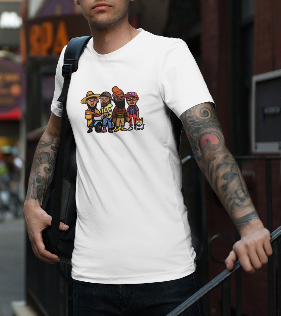 Lolwtferic Hipster Outfit Cartoon Crew With Dog T-Shirt