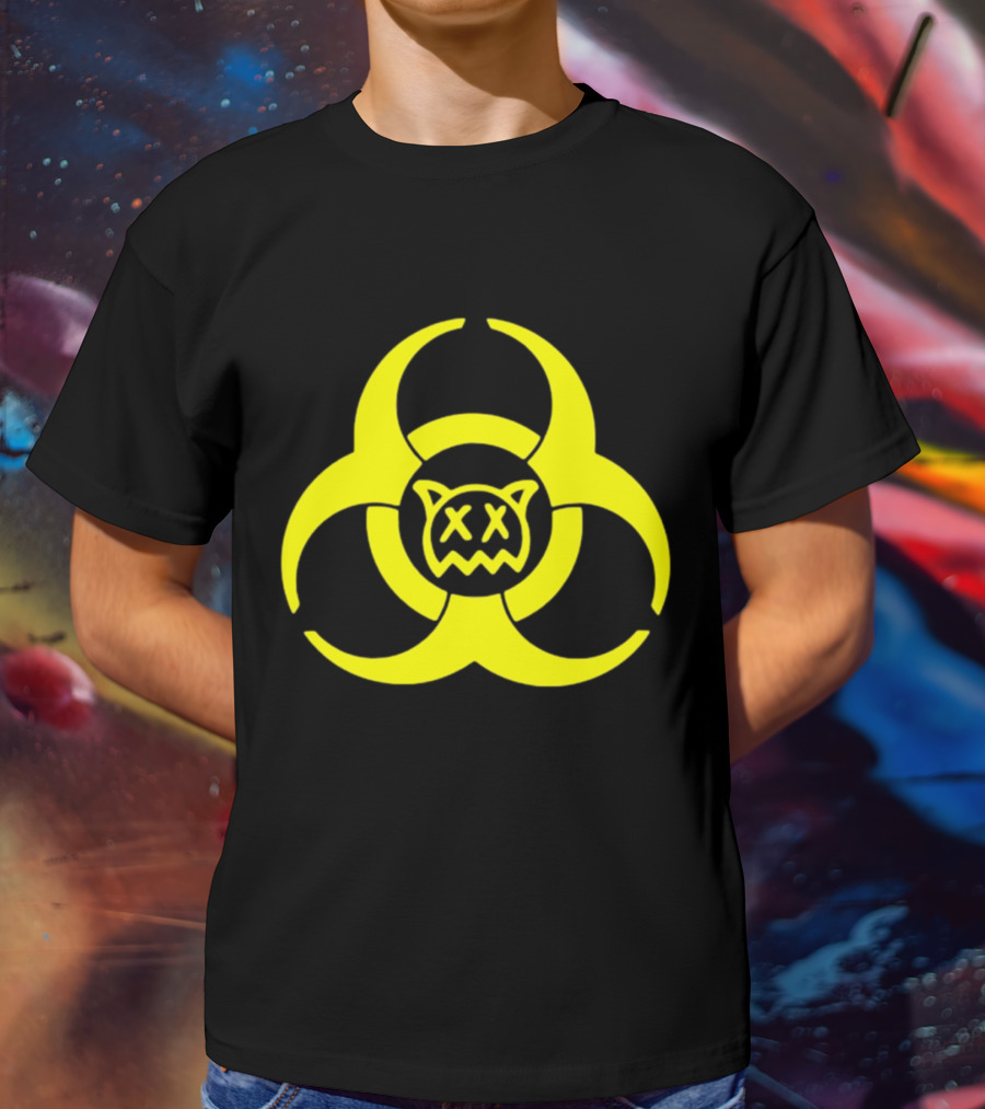 Ren Biohazard Symbol With X-Eyed Cat Face T-Shirt