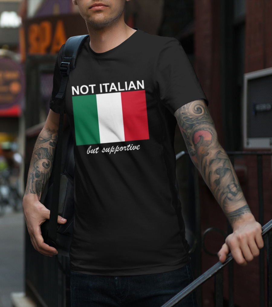 Big Cat Not Italian But Supportive Italian Flag T-Shirt