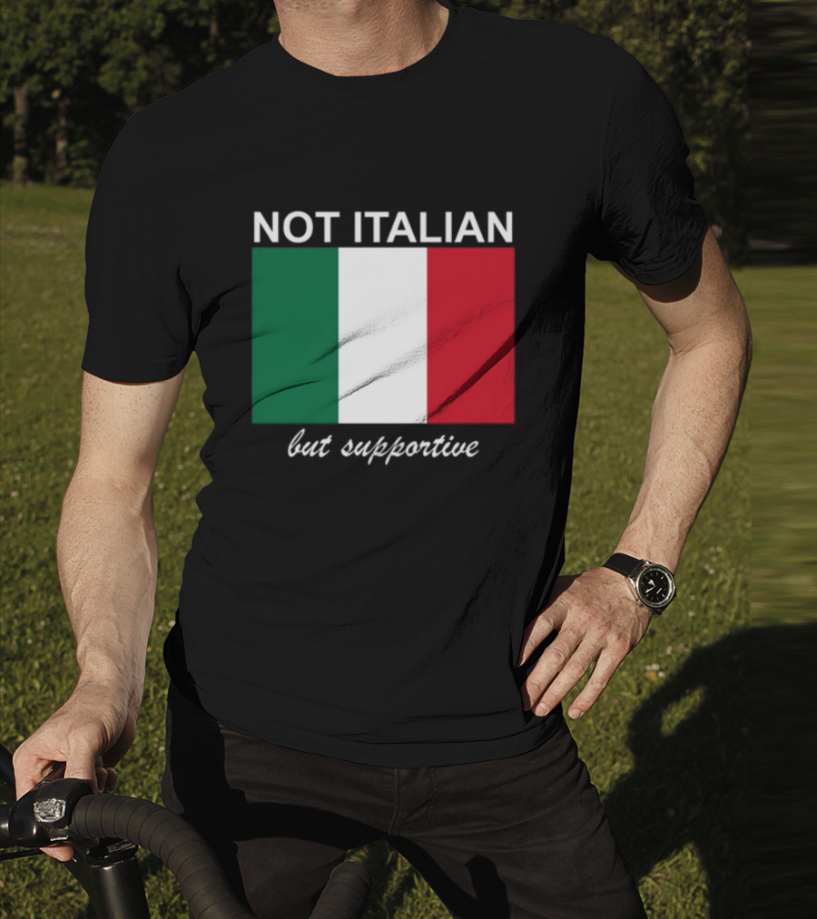 Big Cat Not Italian But Supportive Italian Flag T-Shirt