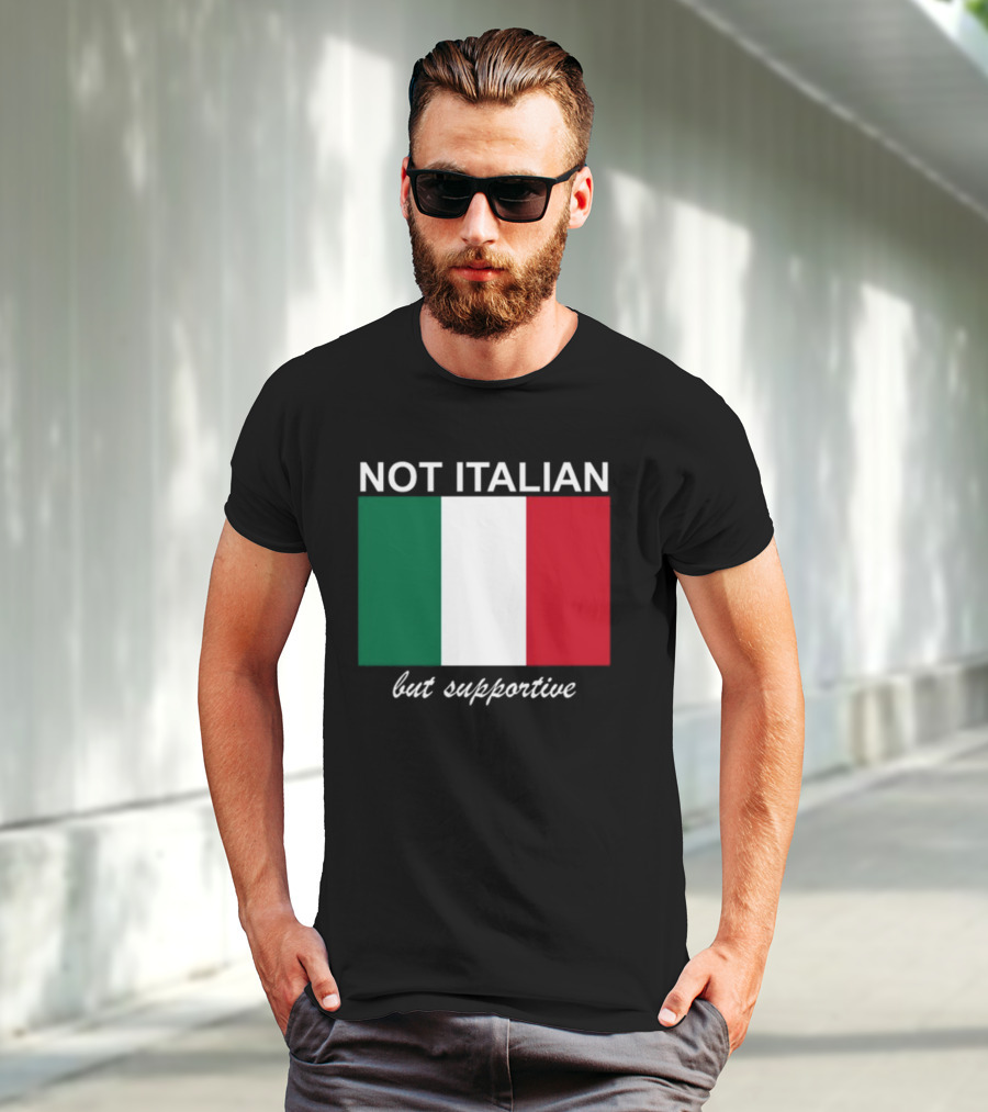 Big Cat Not Italian But Supportive Italian Flag T-Shirt