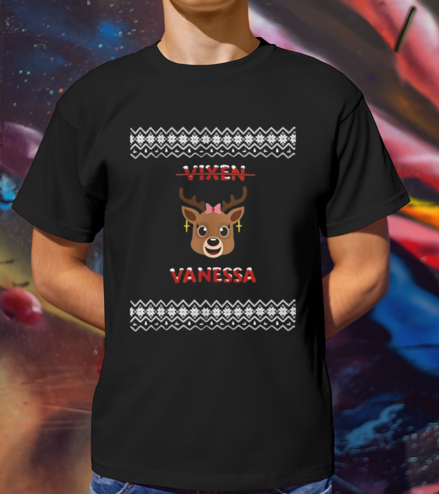 Mrs Claus Vanessa Reindeer Christmas T-Shirt