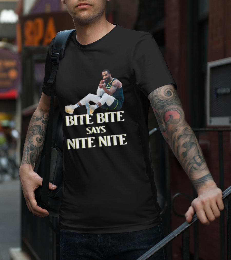 Bite Bite Says Nite Nite Basketball Player Sitting Pose T-Shirt