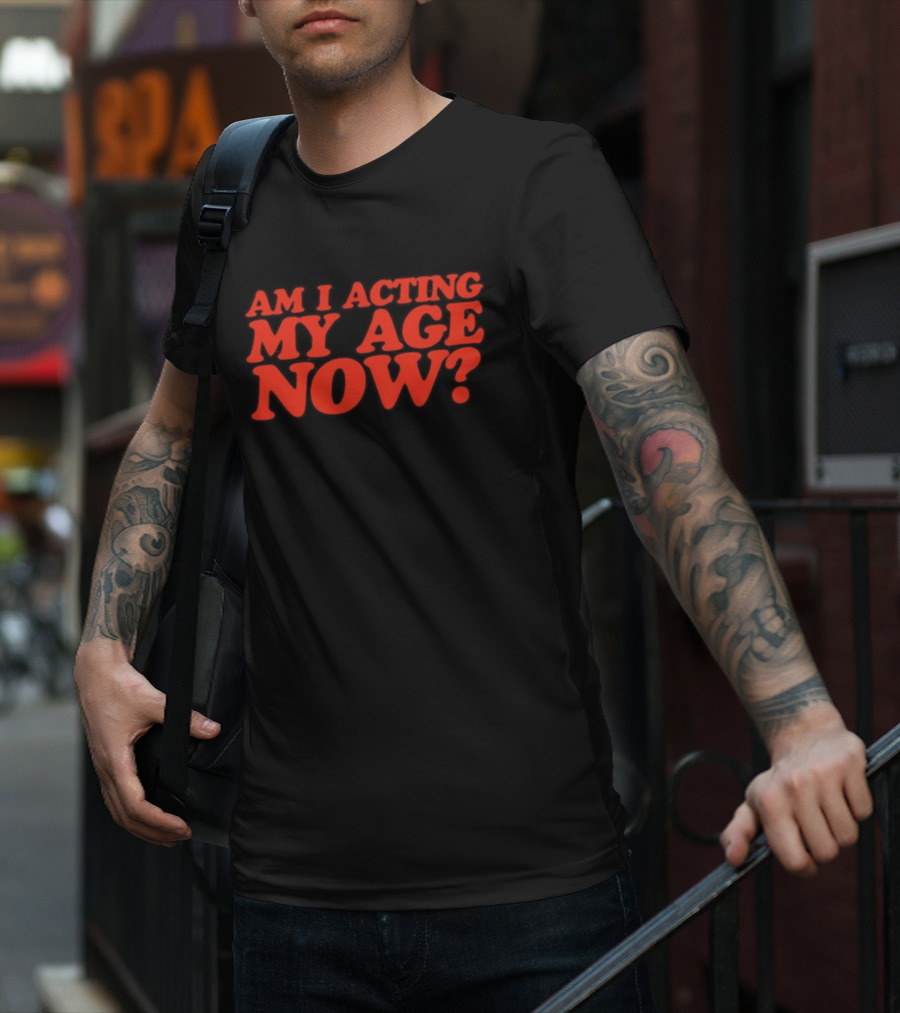 Am I Acting My Age Now Bold Red Question T-Shirt