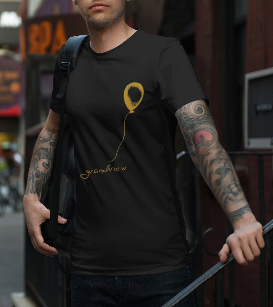 Yellow Balloon Sketch With 'Grandview' Script T-Shirt