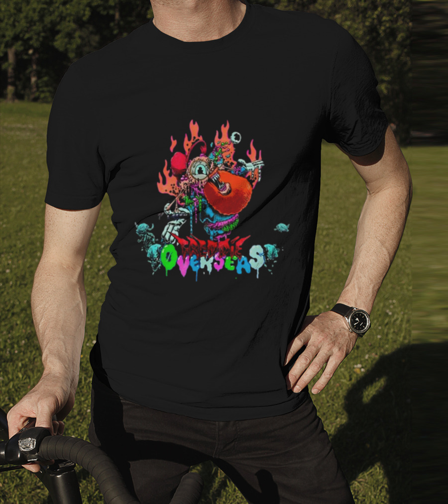 Freddie Overseas Onlepine Psychedelic Cartoon Creature With Flames T-Shirt