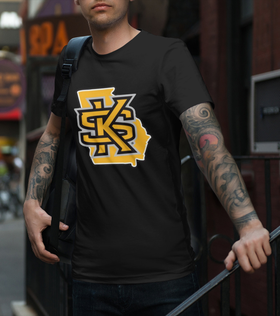 Kennesawfifty1 KS Letter Overlay On Georgia Shape T-Shirt