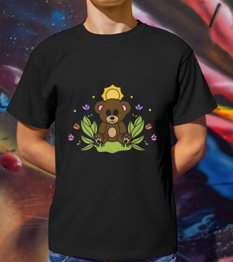 Take It Easy On Yourself Themindfulbutterflyy Bear With Flowers And Sunburst T-Shirt