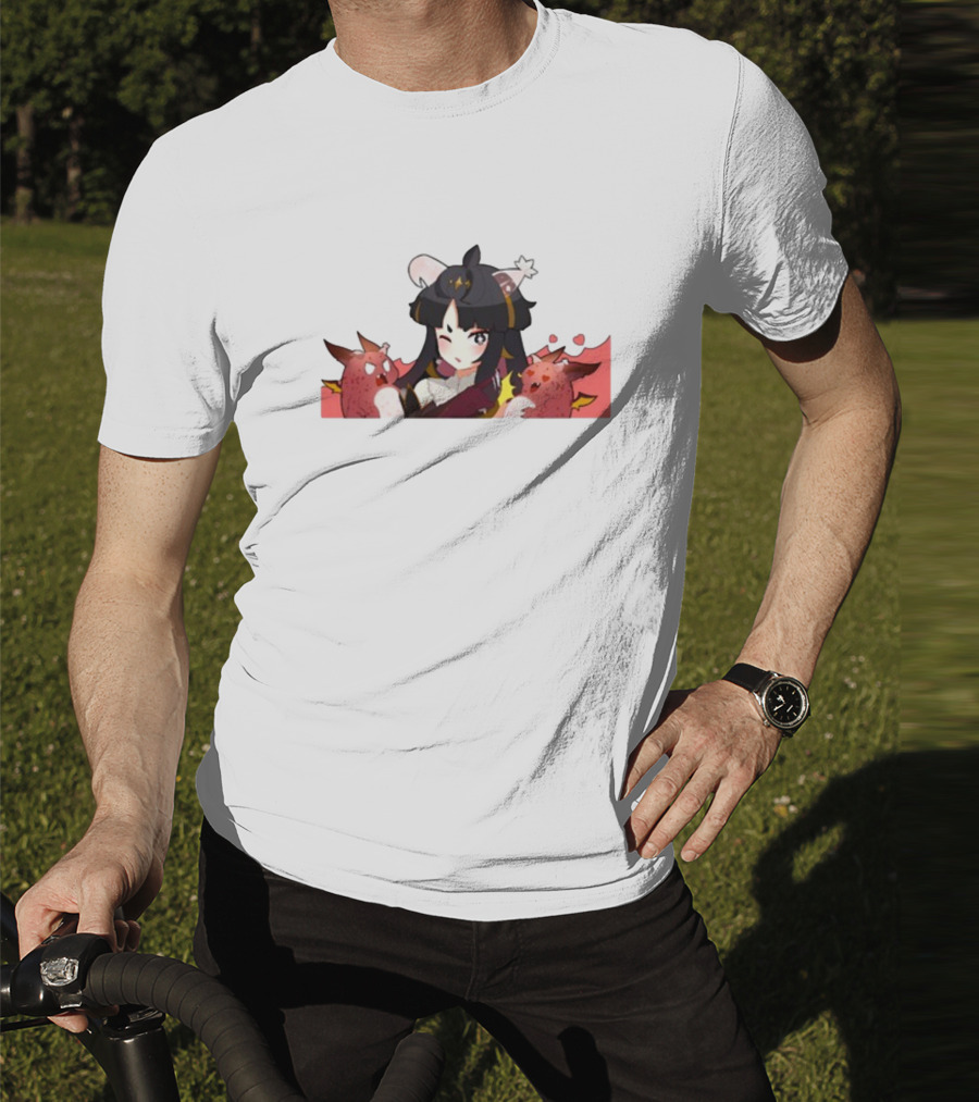 Vreverie Rana Ianna Winking Girl With Red Creatures T-Shirt