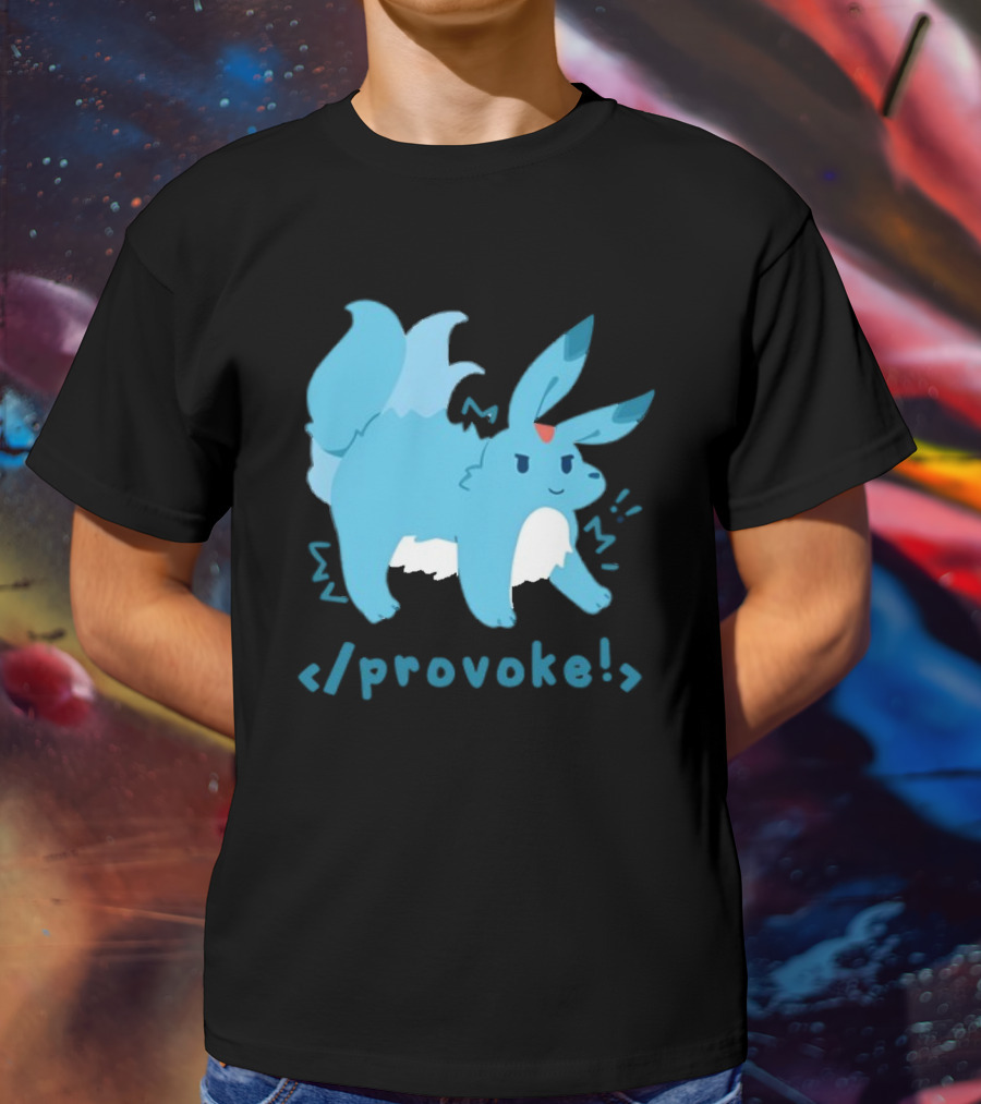 Provoke Pokemon Inspired Blue Character With Coding Element T-Shirt