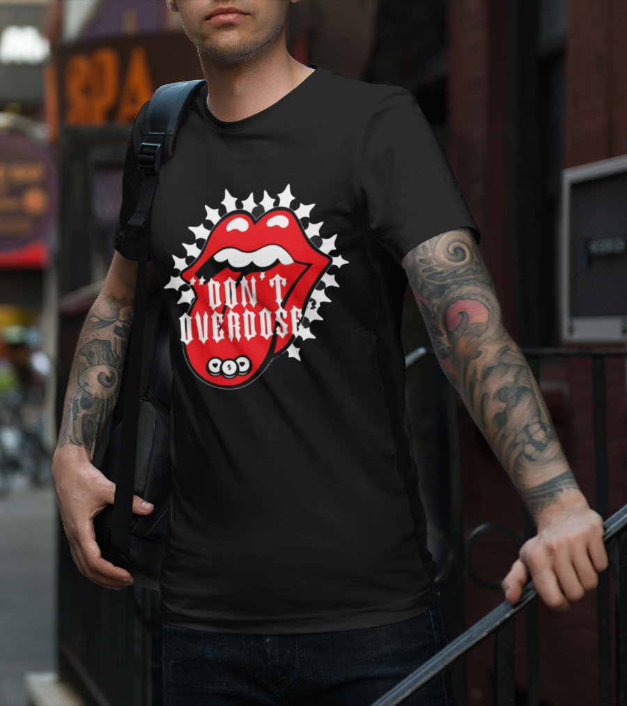 Upperlevel916 Evol Love Is A Drug Don't Overdose Iconic Red Lips T-Shirt