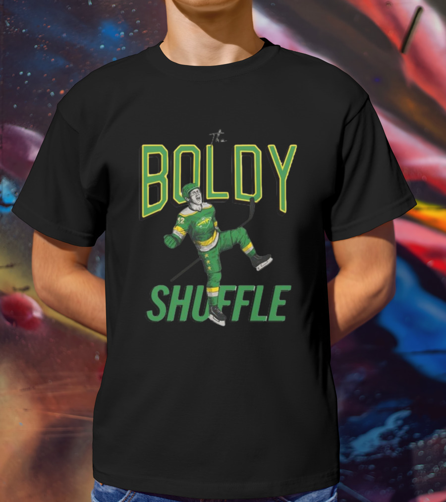 Hockeylodge Boldy Shuffle Hockey Player Green Jersey Action T-Shirt