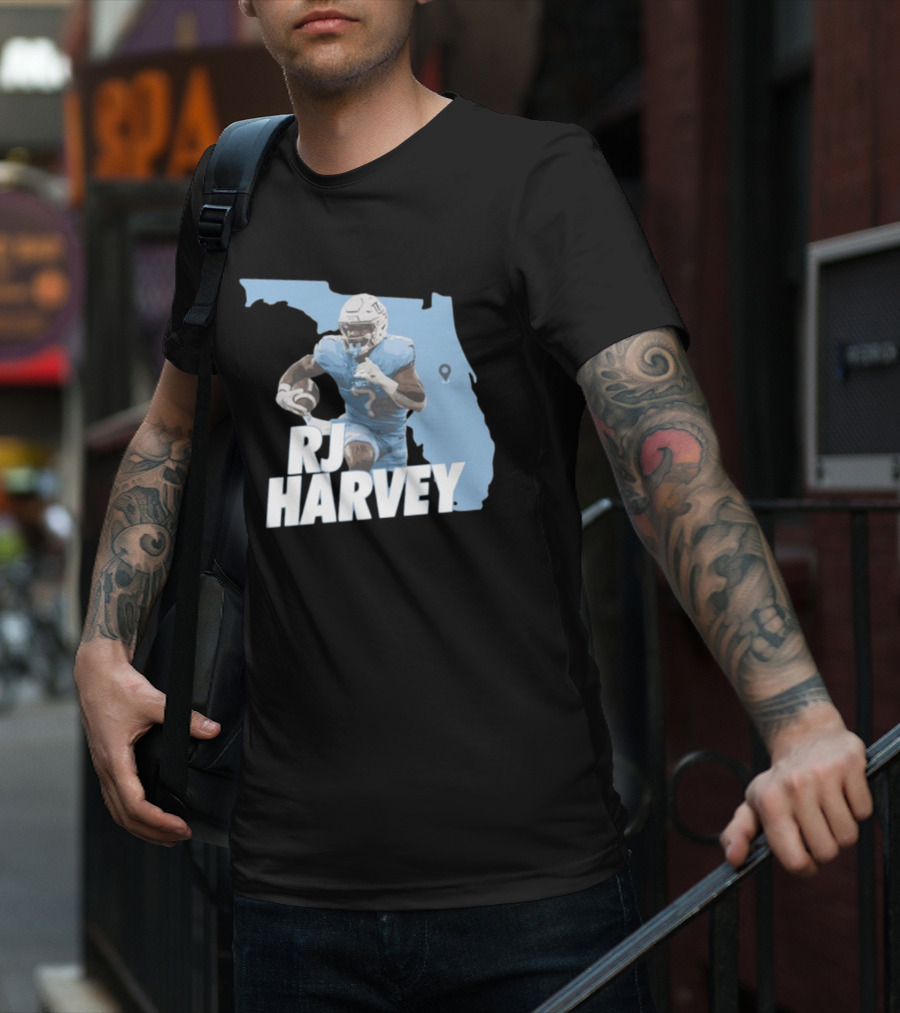 RJ Harvey Florida Football Map Background T-Shirt