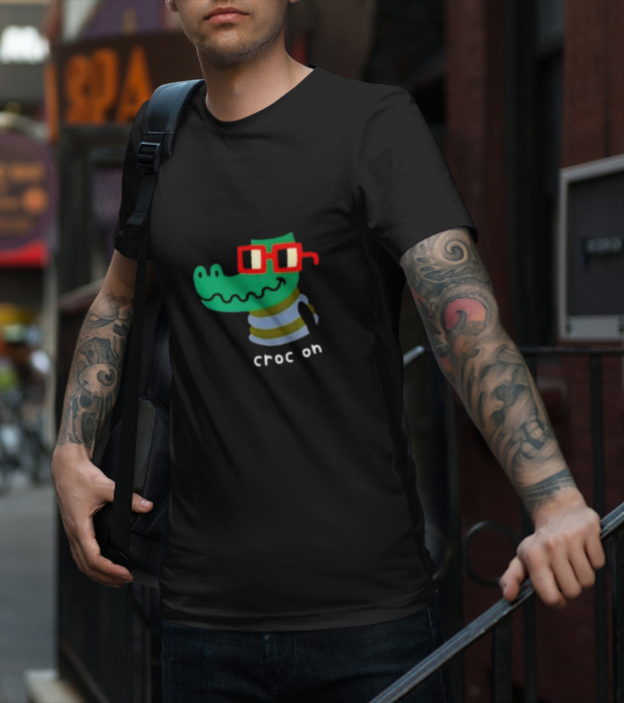 Jarmen43 Croc On Alligator With Red Glasses And Black Hat T-Shirt
