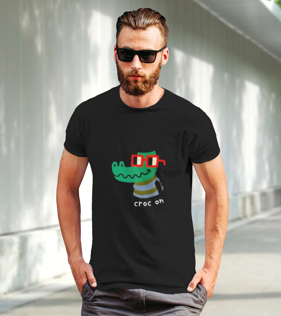 Jarmen43 Croc On Alligator With Red Glasses And Black Hat T-Shirt