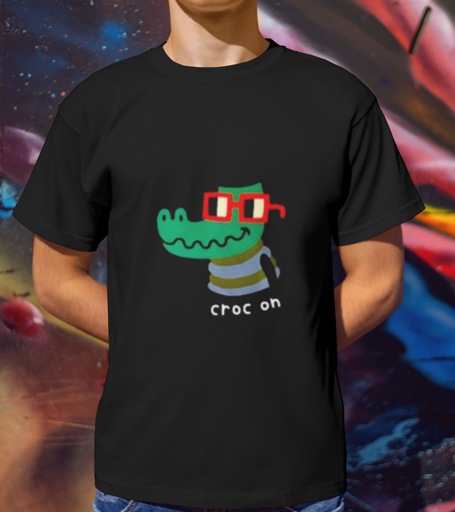 Jarmen43 Croc On Alligator With Red Glasses And Black Hat T-Shirt