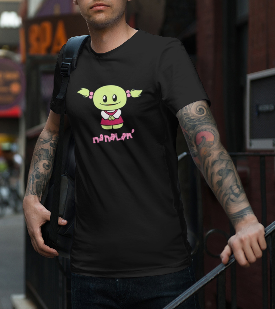 Retrokid YTV Nanalan Mona Cute Green Character With Pigtails And Pink T-Shirt