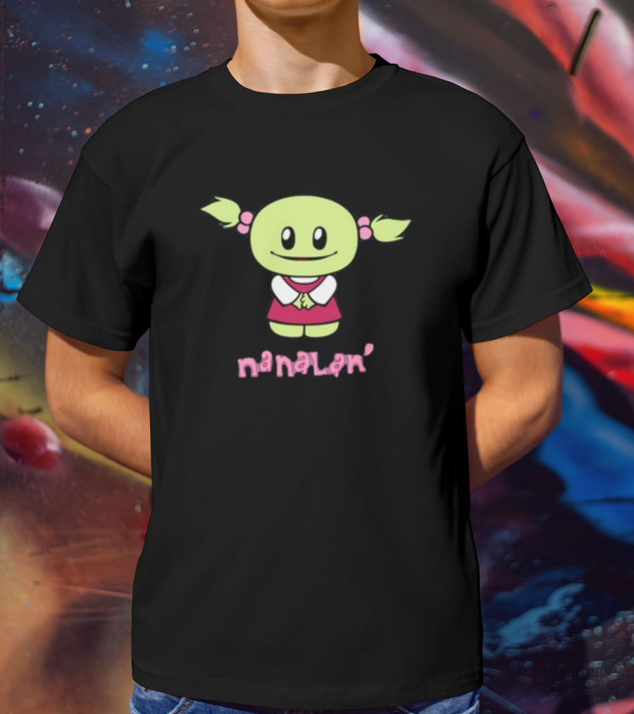 Retrokid YTV Nanalan Mona Cute Green Character With Pigtails And Pink T-Shirt