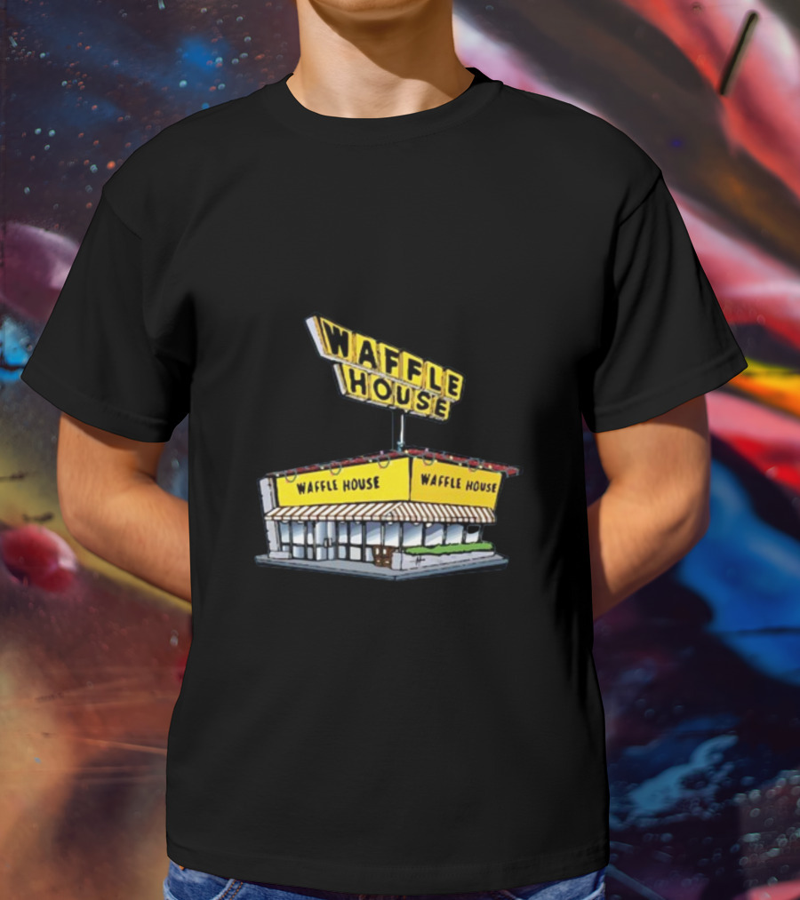Waffle House Blue Christmas Storefront Signage T-Shirt