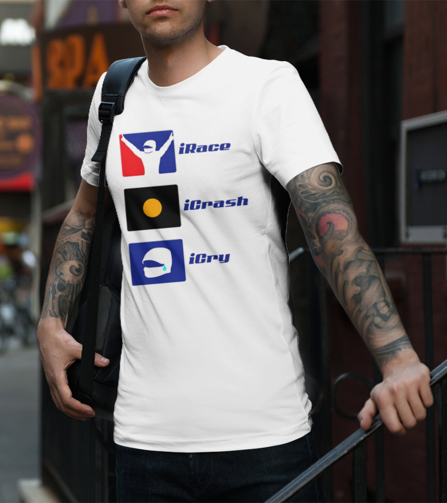 Basic Ollie IRace ICrash ICry Racing Icons And Emojis T-Shirt