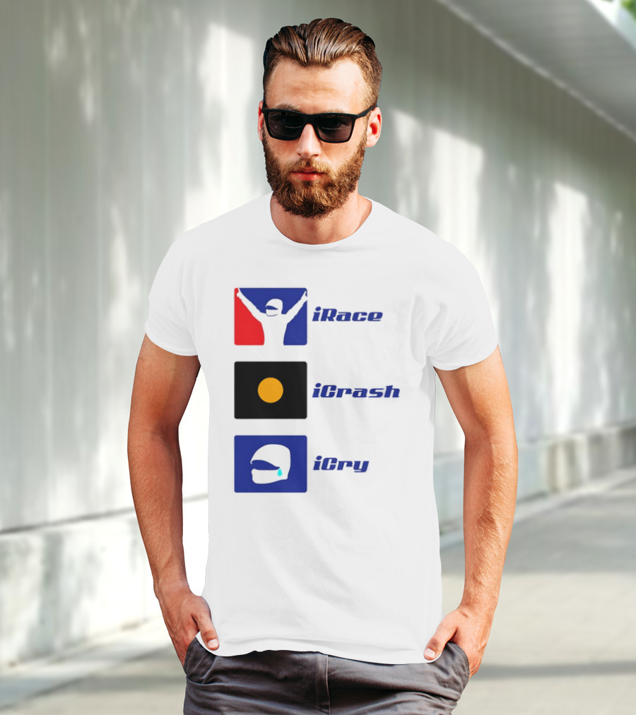 Basic Ollie IRace ICrash ICry Racing Icons And Emojis T-Shirt