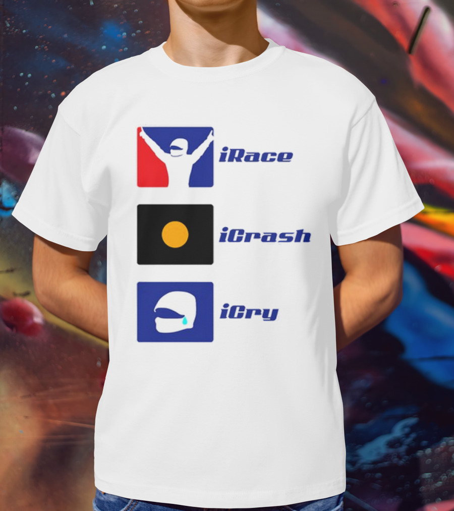 Basic Ollie IRace ICrash ICry Racing Icons And Emojis T-Shirt