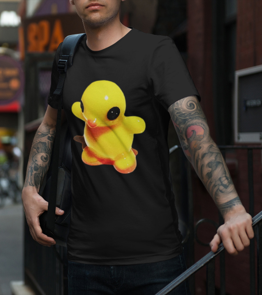 Fleshwater Plastic Duck Yellow Figurine With Black Eyes T-Shirt