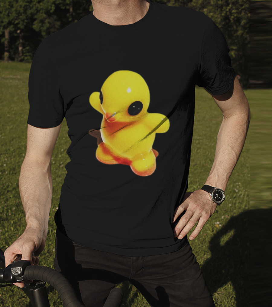 Fleshwater Plastic Duck Yellow Figurine With Black Eyes T-Shirt