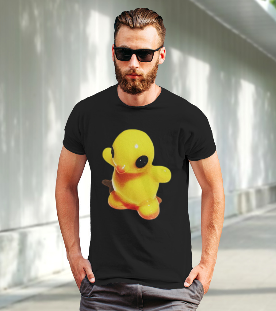 Fleshwater Plastic Duck Yellow Figurine With Black Eyes T-Shirt