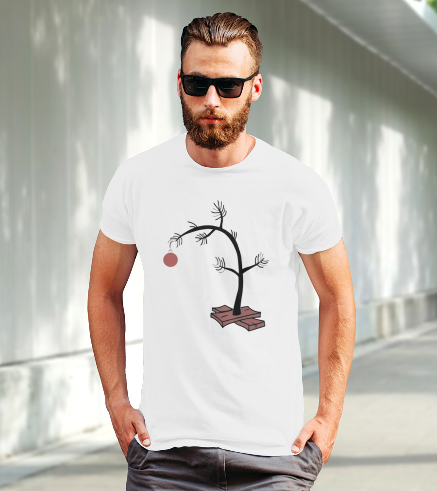 Sad Little Christmas Tree With Single Red T-Shirt