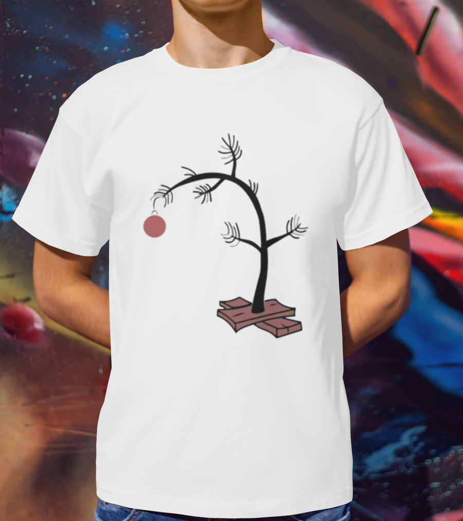 Sad Little Christmas Tree With Single Red T-Shirt
