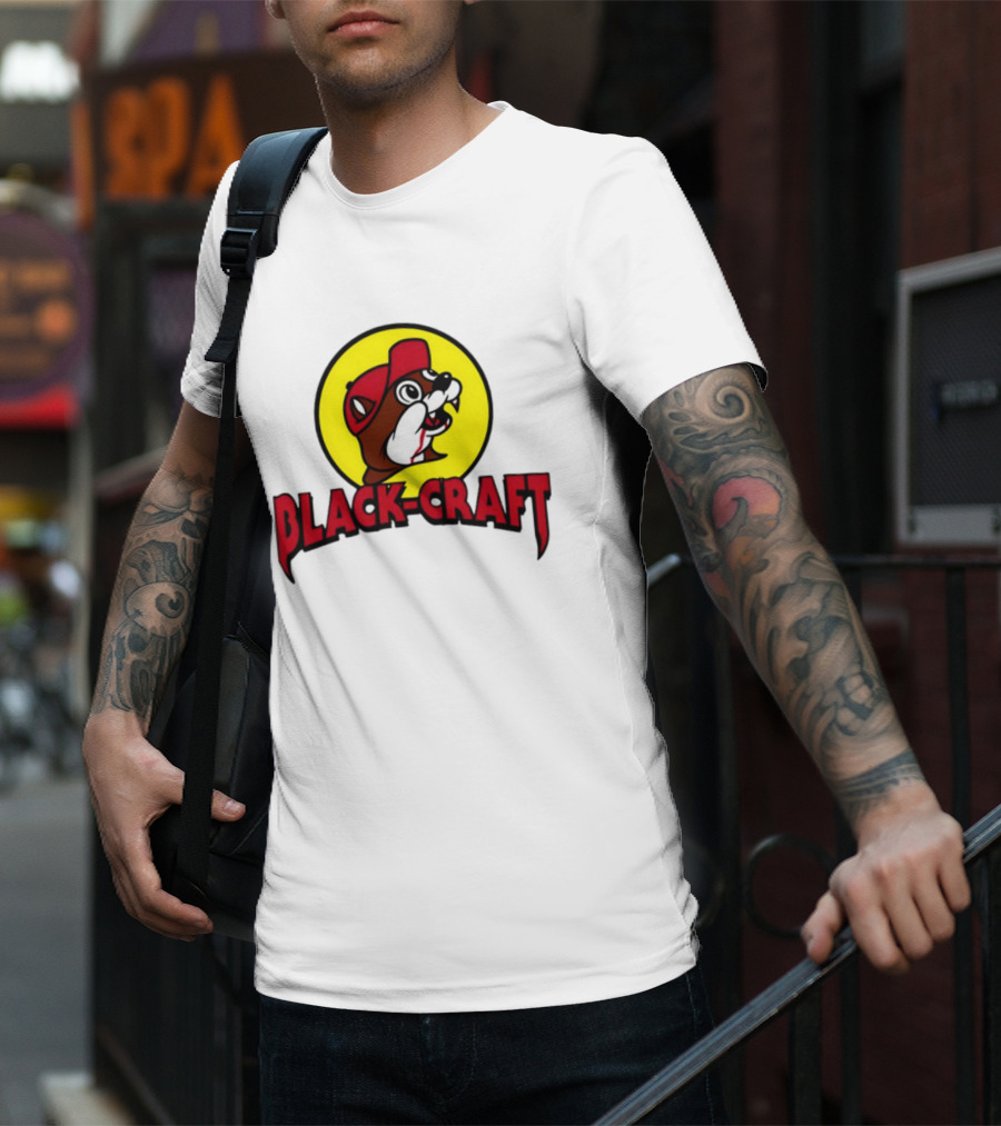Black Craft Bucees Softstyle V-Neck Texan Mascot T-Shirt