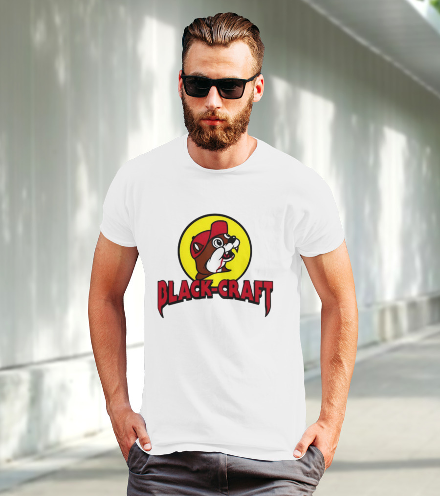 Black Craft Bucees Softstyle V-Neck Texan Mascot T-Shirt