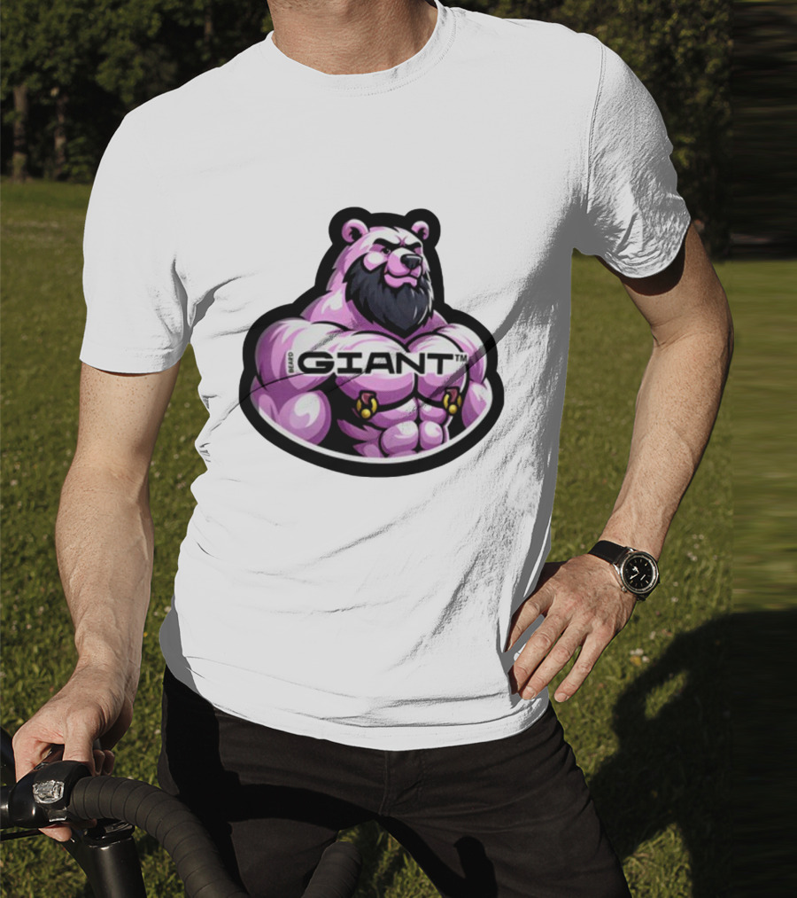 Giant Beard Bear Muscle Pink T-Shirt