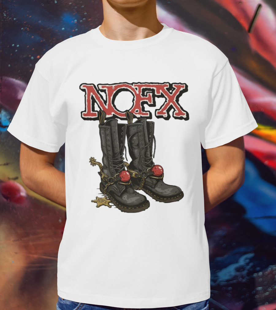 NOFX Punk Boots With Chains And Red Orbs T-Shirt