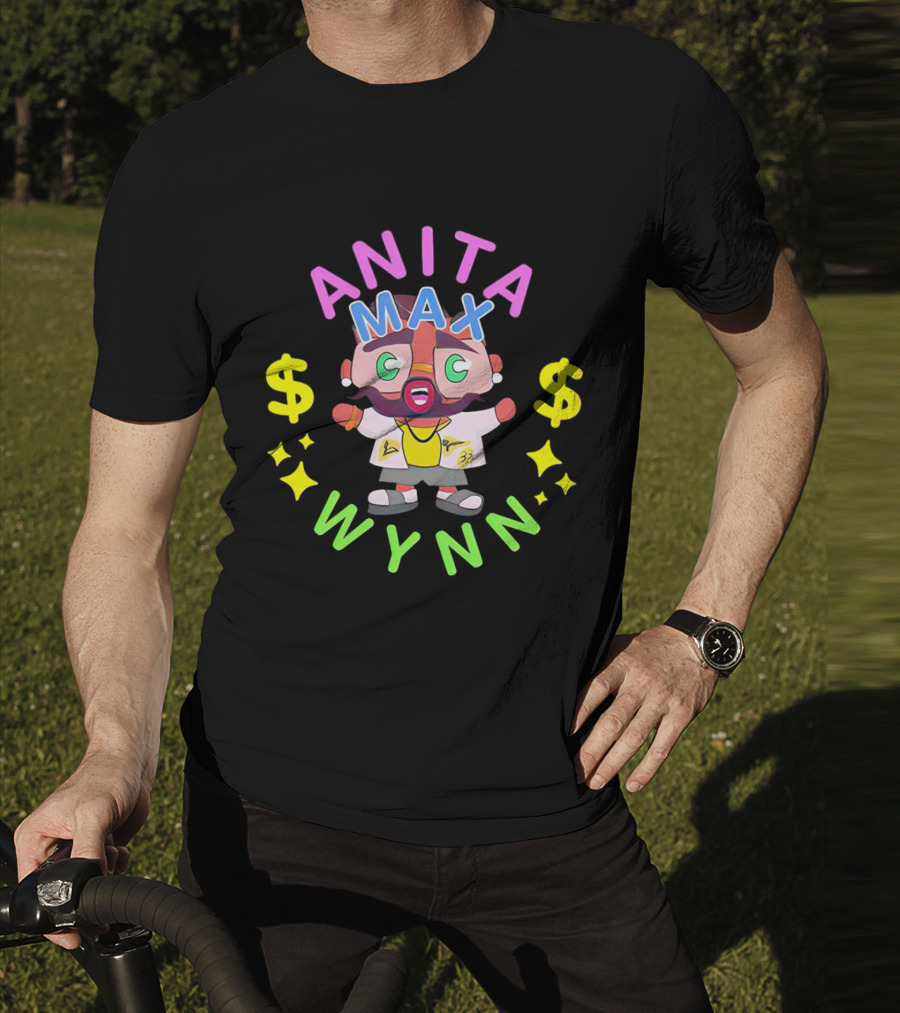 ANITA MAX WYNN Cartoon Character With Dollar Signs And Stars T-Shirt