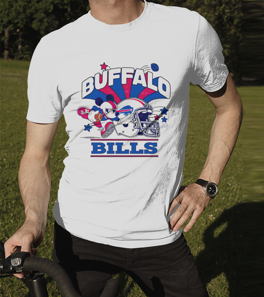 Buffalo Bills Football Mickey Mouse Tackle Starburst T-Shirt