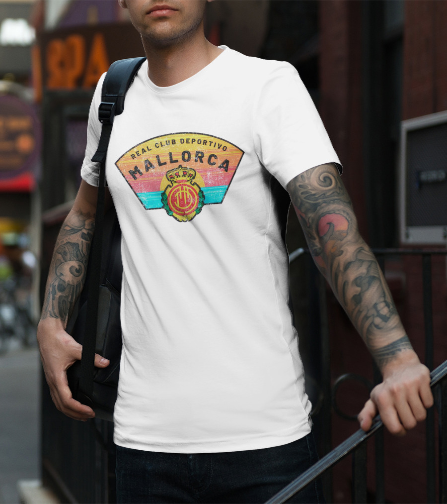 Real Club Deportivo Mallorca Vintage Logo Retro Stripes T-Shirt