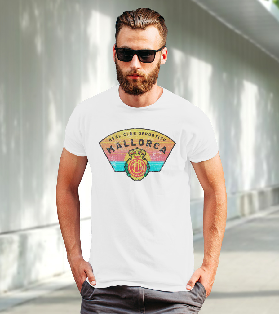 Real Club Deportivo Mallorca Vintage Logo Retro Stripes T-Shirt