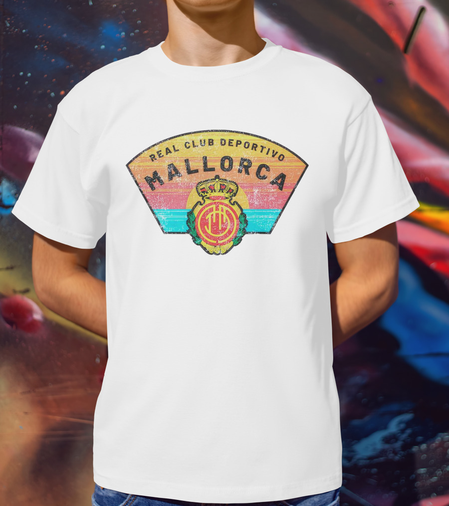 Real Club Deportivo Mallorca Vintage Logo Retro Stripes T-Shirt